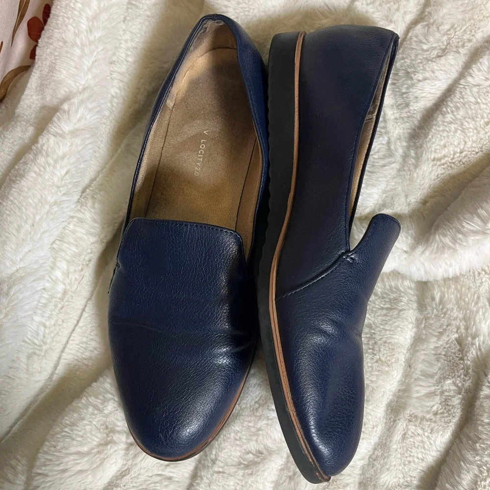 Life Stride 8.5 Velocity 2.0 Blue Leather Loafer Smooth Office Preppy City Fall
